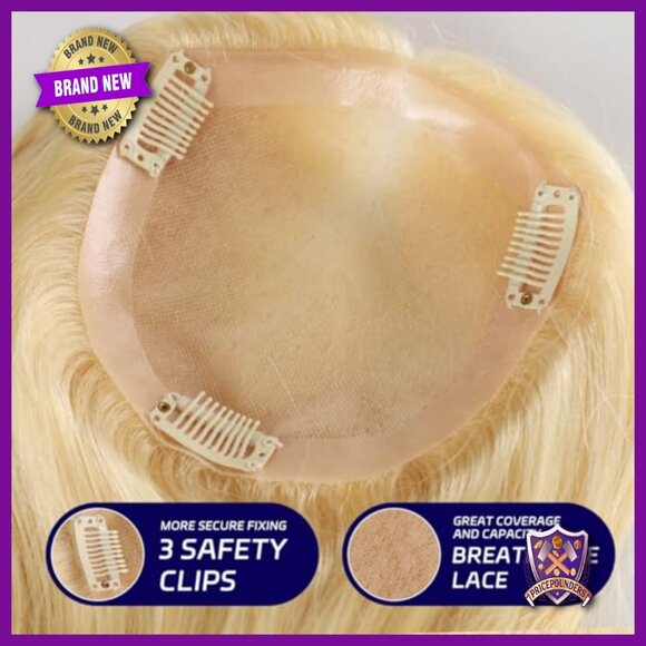 5x5 Human Hair Topper Mono Base 18 Inch No Bangs Thinning Hair Solution - Picture 3 of 7